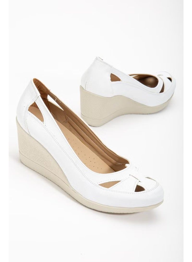 Slices Shoes Wedge Sole Orthopedic White Women's Wedge Heeled Shoes - Image 1
